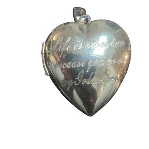 Godmother Heart Locket Pendant Gold Tone Engraved Life Is Sweeter Message